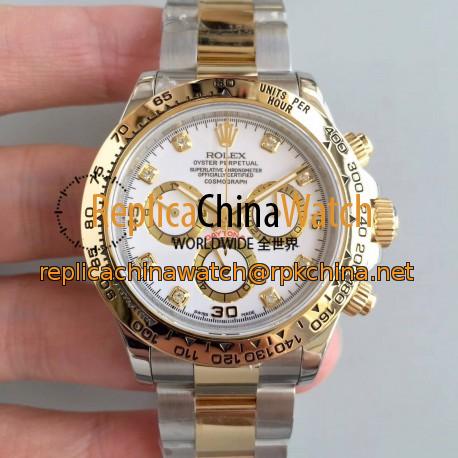 Replica Rolex Daytona Cosmograph 116503 3A 18K Yellow Gold Wrapped & Stainless Steel 904L White Dial Swiss 7750 Run 6@SEC