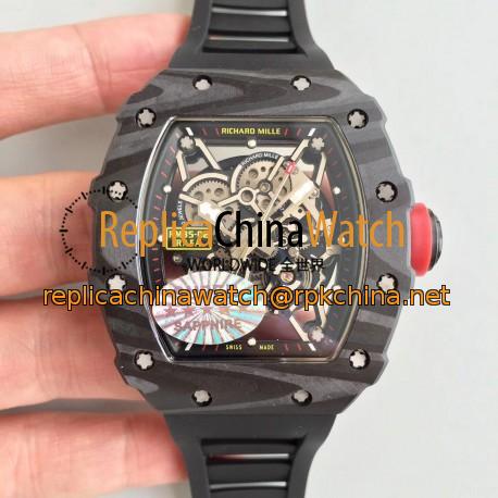 Replica Richard Mille RM35-02 Rafael Nadal KV Forged Carbon Black Skeleton Dial M8215