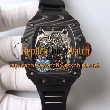 Replica Richard Mille RM35-02 Rafael Nadal KV Forged Carbon Black Skeleton Dial M6T51