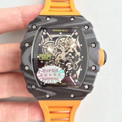 Replica Richard Mille RM35-02 Rafael Nadal KV Forged Carbon Black Skeleton Dial M8215