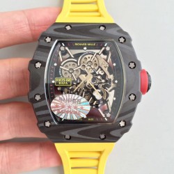 Replica Richard Mille RM35-02 Rafael Nadal KV Forged Carbon Black Skeleton Dial M8215