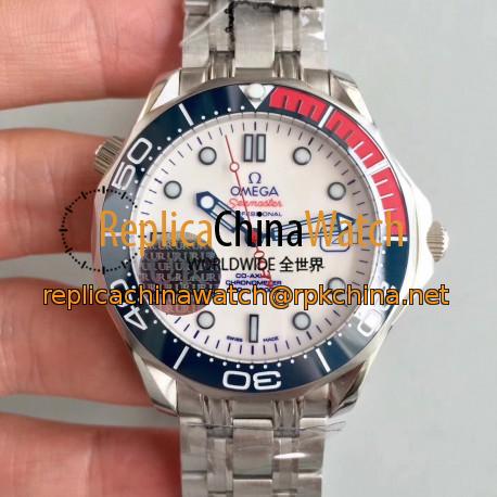 Replica Omega Seamaster Diver 300M Co-Axial 41MM Commander 007 212.32.41.20.04.001 UR Stainless Steel White Dial Swiss 2507