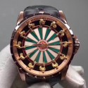 Replica Roger Dubuis Excalibur Knights Of The Round Table Limited Edition RDDBEX0398 N Rose Gold Green & White Dial M6T15