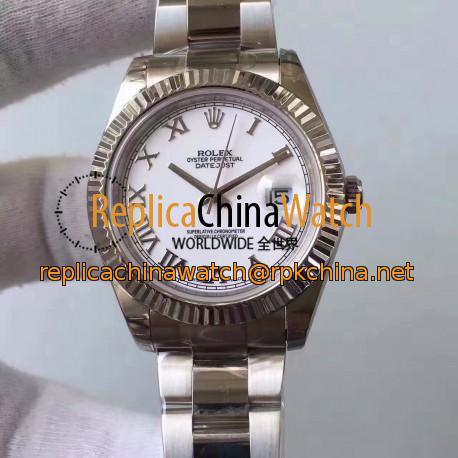 Replica Rolex Datejust II 116334 2018 41MM EW Stainless Steel White Dial Swiss 3136