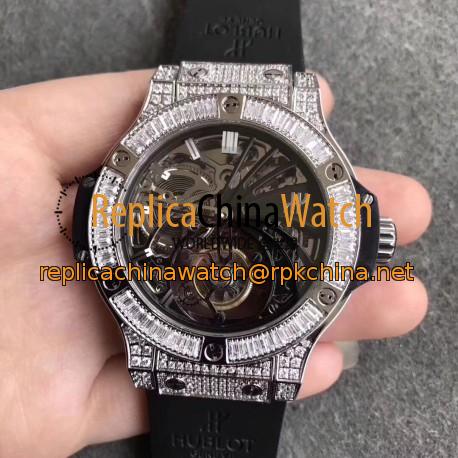 Replica Hublot Big Bang Tourbillon N Stainless Steel & Diamond Skeleton Dial Swiss Tourbillon