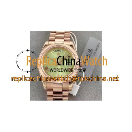 Replica Rolex Day-Date 40 228235 40MM HK Rose Gold Green Dial Swiss 3255