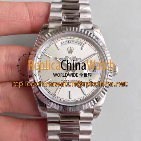 Replica Rolex Day-Date 40 228239 2018 EW Stainless Steel Rhodium Dial Swiss 3255