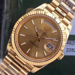 Replica Rolex Day-Date 40 228235 2018 EW Yellow Gold Rose Gold Dial Swiss 3255