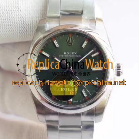 Replica Rolex Oyster Perpetual 39 114300 2018 UB Stainless Steel Green Dial Swiss 2836-2