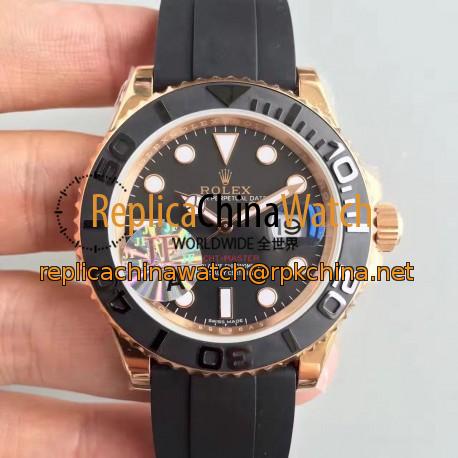 Replica Rolex Yacht-Master 40 116655 2018 JF Rose Gold Black Dial Swiss 3135