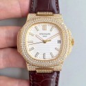 Replica Patek Philippe Nautilus Jumbo 5719/1G-001 2018 N Yellow Gold & Diamonds White Dial Swiss 324SC