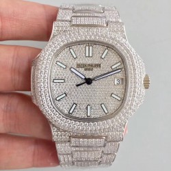 Replica Patek Philippe Nautilus Jumbo 5719/10G-010 2018 N Stainless Steel & Diamonds Diamond Dial Swiss 324SC