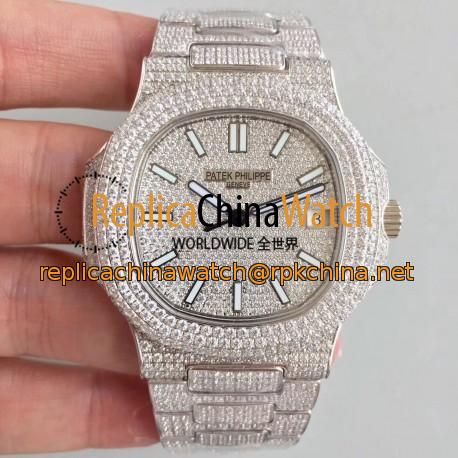 Replica Patek Philippe Nautilus Jumbo 5719/10G-010 2018 N Stainless Steel & Diamonds Diamond Dial Swiss 324SC