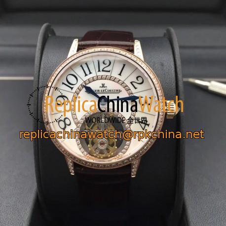 Replica Jaeger-LeCoultre Rendez-Vous Tourbillon 3412405 N Rose Gold & Diamonds Mother Of Pearl Dial Swiss Tourbillon