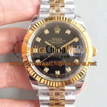 Replica Rolex Datejust II 116333 41MM EW Stainless Steel & Yellow Gold Black Dial Swiss 3235