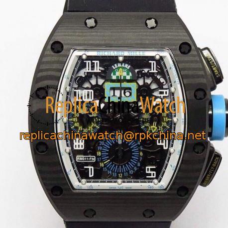 Replica Richard Mille RM011-FM Felipe Massa Chronograph Forged Carbon Blue Dial swiss 7750