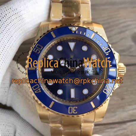 Replica Rolex Submariner Date 116618LB VR 18K Yellow Gold Wrapped Blue Dial Swiss 2836-2