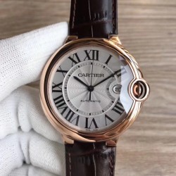 Replica Ballon Bleu De Cartier 42MM WGBB0017 3A 18K Rose Gold Wrapped Silver Dial Swiss 2824-2