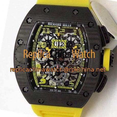 Replica Richard Mille RM011-FM Felipe Massa Chronograph Forged Carbon Yellow Dial Swiss 7750