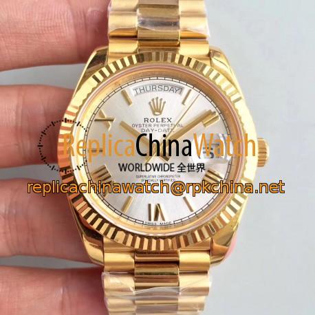 Replica Rolex Day-Date 40 228238 40MM AR Stainless Steel 904L With 18K Yellow Gold Wrapped Rhodium Dial Swiss 3255