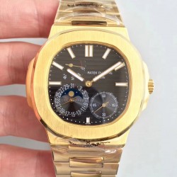 Replica Patek Philippe Nautilus Moonphase 5712R-001 N Yellow Gold Black Dial Swiss 240 PS IRM C LU