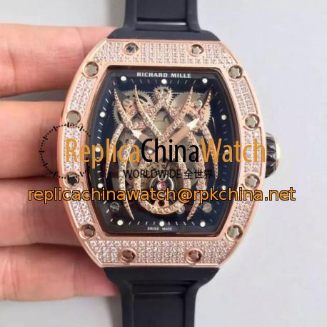 Replica Richard Mille 19-01 SF Rose Gold & Diamond Diamond Spyder Dial M6T51