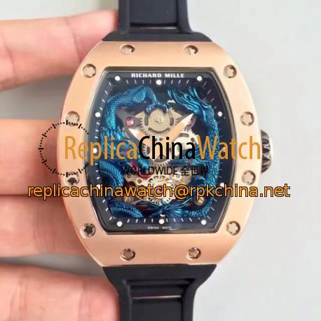 Replica Richard Mille RM57-01 Jackie Chan Rose Gold Blue Dial M9015