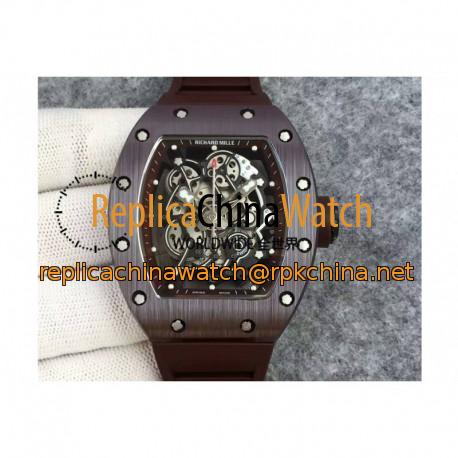 Replica Richard Mille RM55 Brown Ceramic Brown Skeleton Dial M8215