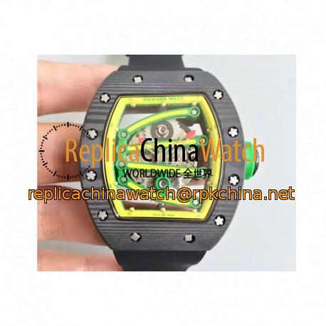 Replica Richard Mille RM59-01A Forged Carbon Yellow Skeleton Dial M6T51