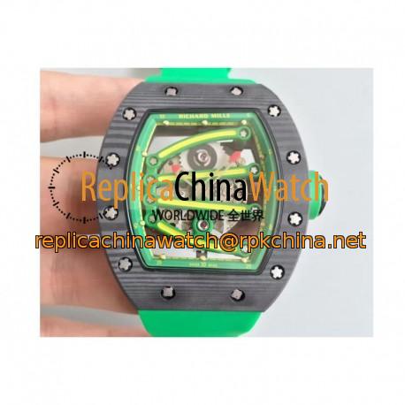 Replica Richard Mille RM59-01A Forged Carbon Green Skeleton Dial M6T51