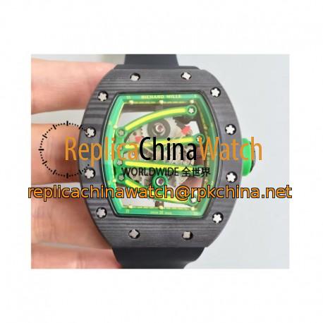 Replica Richard Mille RM59-01A Forged Carbon Green Skeleton Dial M6T51