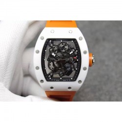 Replica Richard Mille RM55 White Ceramic Black Skeleton Dial M8215