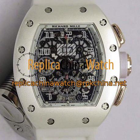 Replica Richard Mille RM011-FM Felipe Massa Chronograph Rose Gold White Dial Swiss 7750