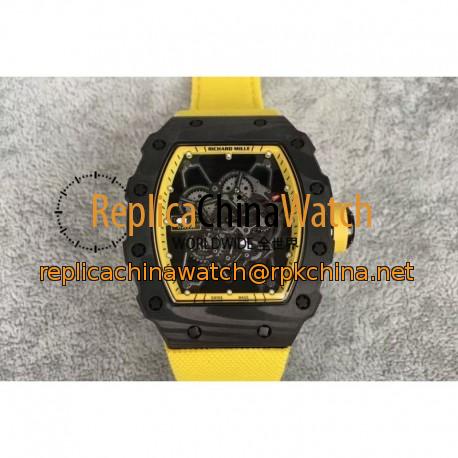 Replica Richard Mille RM35-01 Rafael Nadal Forged Carbon Skeleton Yellow Dial Yellow Nylon Strap M9015