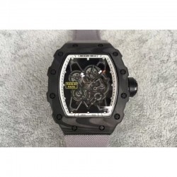 Replica Richard Mille RM35-01 Rafael Nadal Forged Carbon Skeleton White Dial Gray Nylon Strap M9015