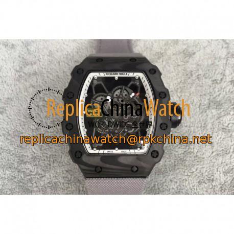 Replica Richard Mille RM35-01 Rafael Nadal Forged Carbon Skeleton White Dial Gray Nylon Strap M9015