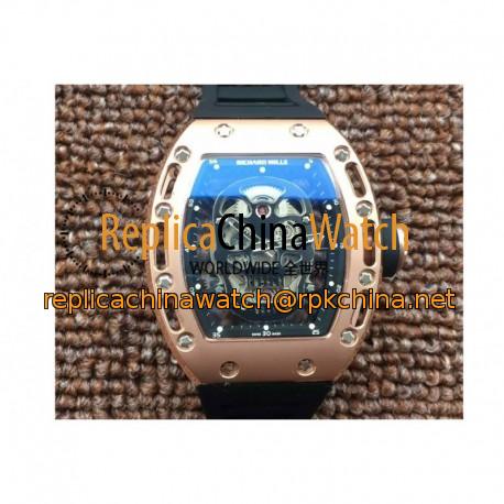 Replica Richard Mille RM052 Rose Gold Black Skull Dial M6T51