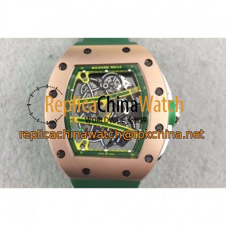 Replica Richard Mille RM61 Rose Gold Green Skeleton Dial M9015