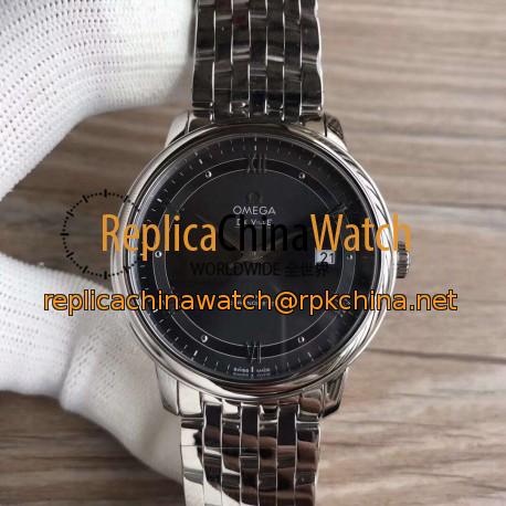 Replica Omega De Ville Prestige Co-Axial 39.5MM 424.10.40.20.06.001 GP Stainless Steel Black Dial Swiss 2824-2