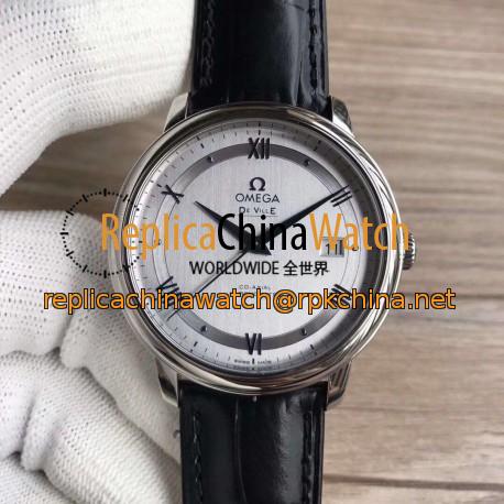 Replica Omega De Ville Prestige Co-Axial 39.5MM 424.13.40.20.02.003 GP Stainless Steel Silver Dial Swiss 2824-2