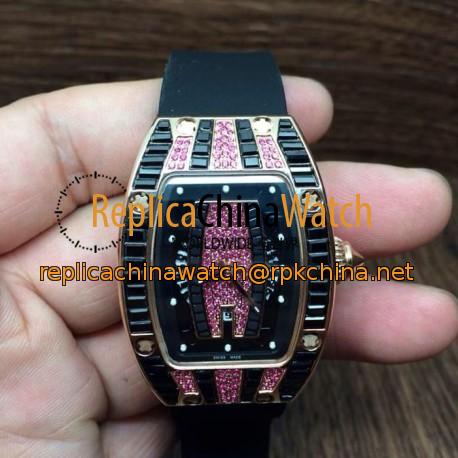 Replica Richard Mille RM007 Lady Rose Gold Pink Diamonds Dial M6T51