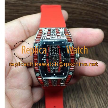 Replica Richard Mille RM007 Lady Stainless Steel Red Diamonds Dial M6T51