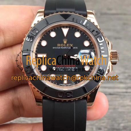 Replica Rolex Yacht-Master 40 116655 2018 V9 Rose Gold Black Dial Swiss 3135