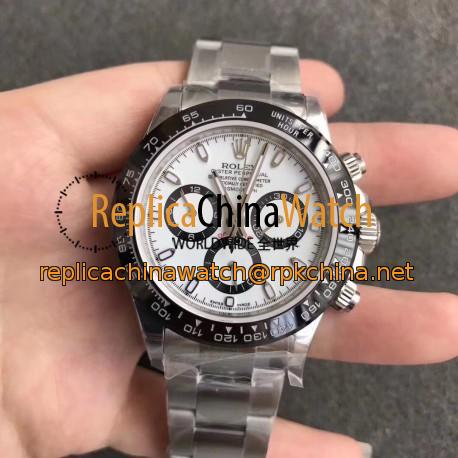 Replica Rolex Daytona Cosmograph 116500LN N Stainless Steel White Dial Swiss 7750 Run 6@SEC