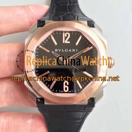 Replica Bvlgari Octo Solotempo 101964 JL Stainless Steel & Rose Gold Black Dial Swiss BVL193