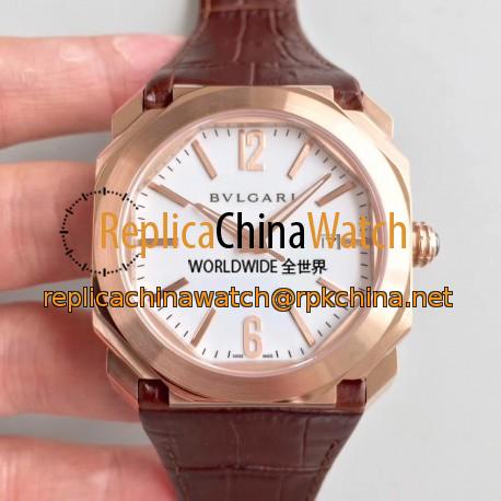 Replica Bvlgari Octo Solotempo 101963 JL Rose Gold White Dial Swiss BVL193