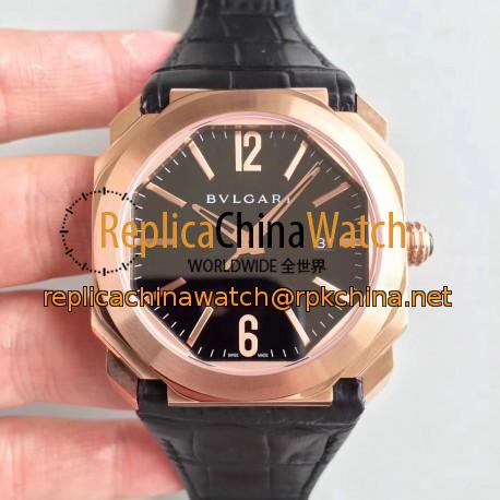 Replica Bvlgari Octo Solotempo 101963 JL Rose Gold Black Dial Swiss BVL193