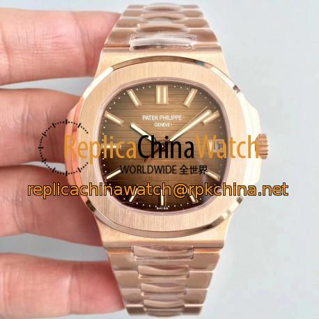 Replica Patek Philippe Nautilus 5711/1R-001 PF Rose Gold Chocolate Dial Swiss 324SC