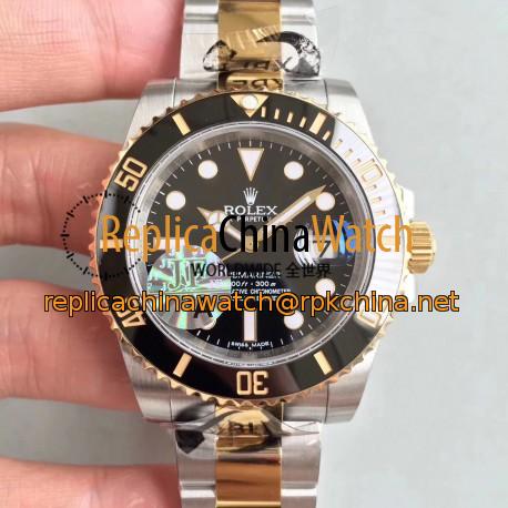 Replica Rolex Submariner Date 116613LN JF Yellow Gold & Stainless Steel Black Dial Swiss 3135