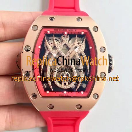 Replica Richard Mille 19-01 SF Rose Gold Diamond Spyder Dial M6T51